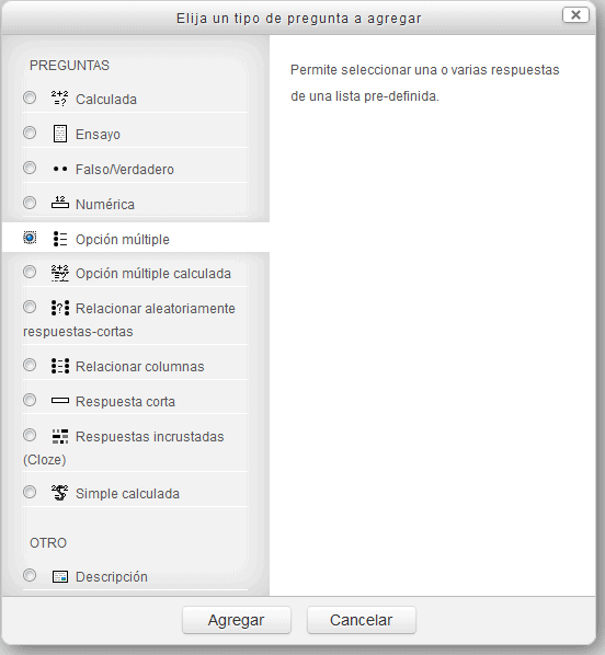 Opciones de examen en Moodle