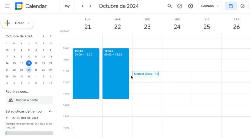 Crea eventos de Calendar en bloque con Google Apps Script