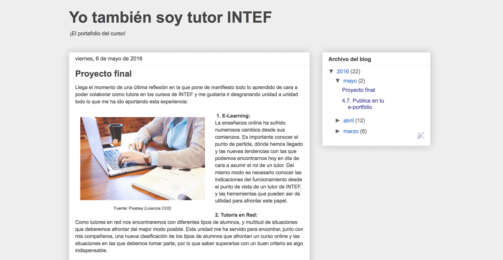 El blog del curso «Tutor INTEF»
