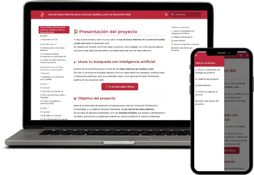 Captura del proyecto Uso de datos abiertos en Desarrollo Web